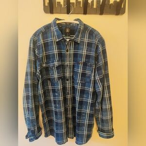 Volcom Navy and White Plaid Shirt